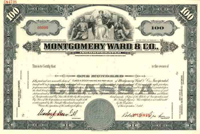 Montgomery Ward and Co - Stock Certificate